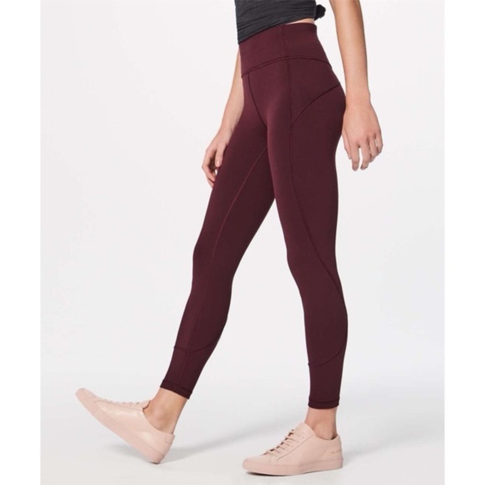 Lululemon In Movement Burgundy High-Waisted 7/8 Leggings